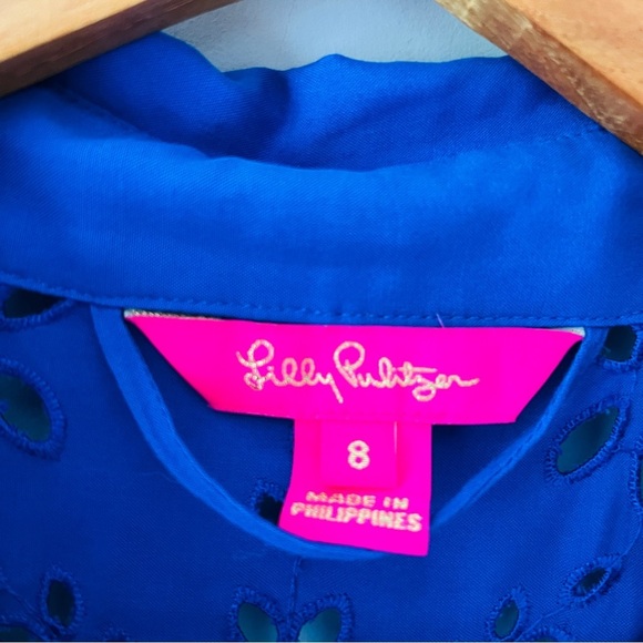 Lilly Pulitzer Amrita Midi Dress Borealis Royal Blue Soiree Eyelet Size 8​​ - Picture 5 of 7